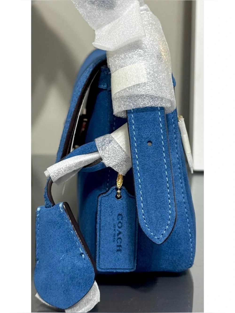 COACH Etta Small Flap Shoulder Bag, BLUE JAY